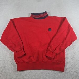Vintage GIORDANO Sweater Large Red Pullover Turtle Neck 100% Cotton